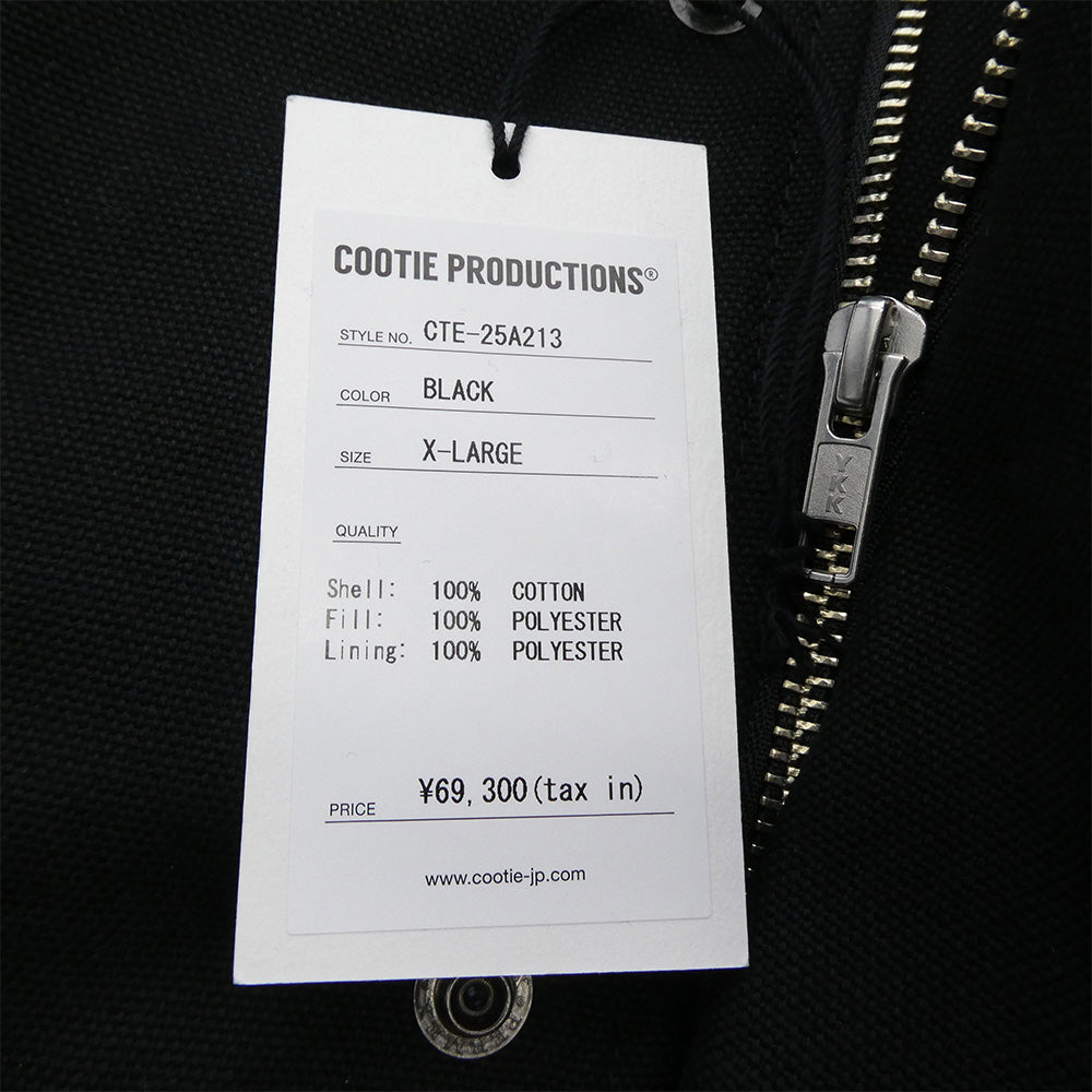 COOTIE クーティー 25AW CTE-25A213 Cotton Canvas Padded Work Jacket コットンキャンバス パデッド 中綿 ワーク ジャケット ブラック系 XL【中古】