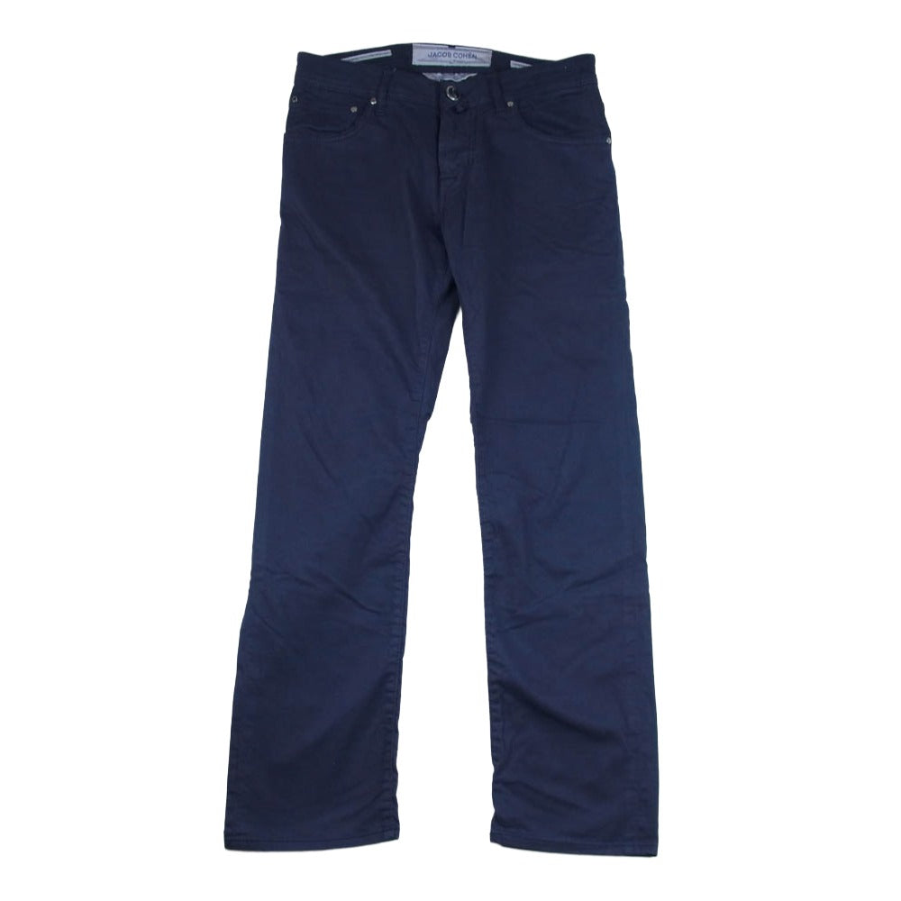 JACOB COHEN ヤコブコーエン J622 ハラコパッチ スリムフィット ボタンフライ コットン ロング パンツ ネイビー系 29【中古】