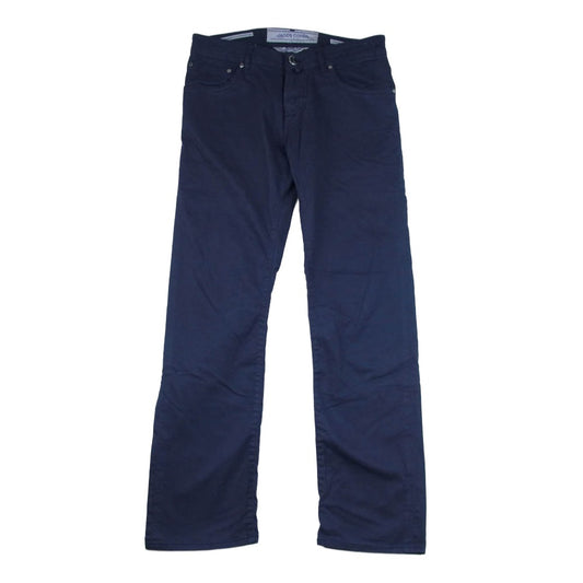 JACOB COHEN ヤコブコーエン J622 ハラコパッチ スリムフィット ボタンフライ コットン ロング パンツ ネイビー系 29【中古】