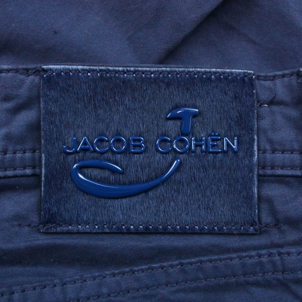 JACOB COHEN ヤコブコーエン J622 ハラコパッチ スリムフィット ボタンフライ コットン ロング パンツ ネイビー系 29【中古】