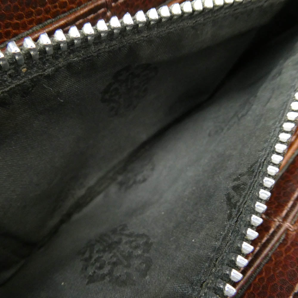 CHROME HEARTS クロムハーツ（原本無） REC F ZIP 3 セメタリー クロスパッチ ラウンドファスナー ウォレット ダークブラウン系【中古】