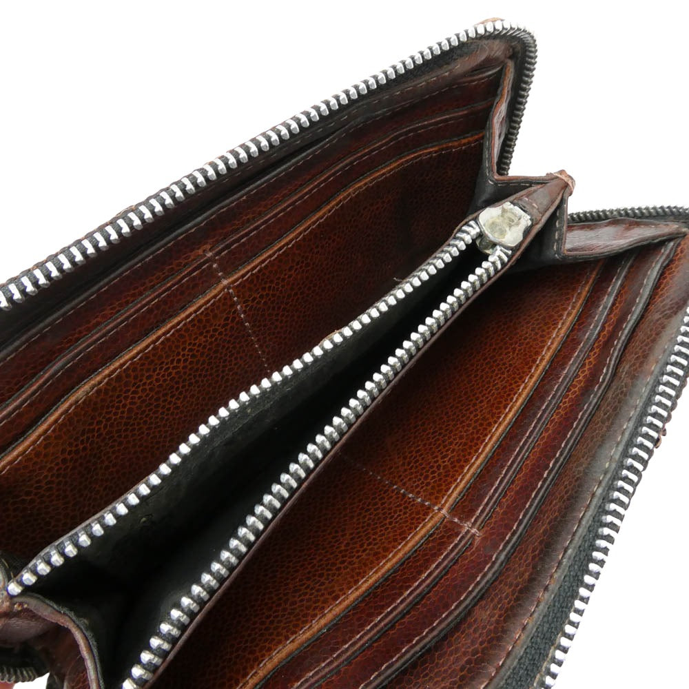 CHROME HEARTS クロムハーツ（原本無） REC F ZIP 3 セメタリー クロスパッチ ラウンドファスナー ウォレット ダークブラウン系【中古】
