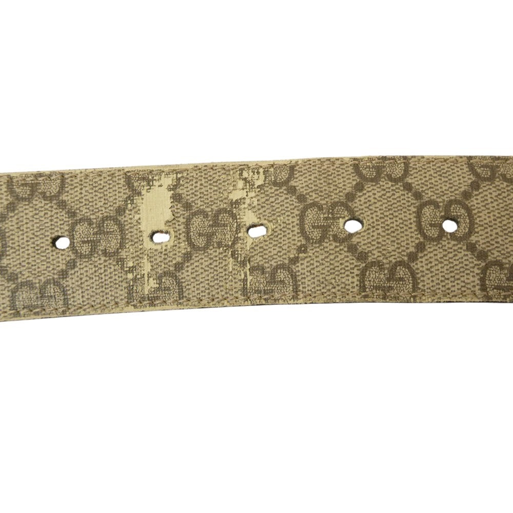 GUCCI グッチ インターロッキングG GG総柄 バックル レザー ベルト ブラウン系【中古】