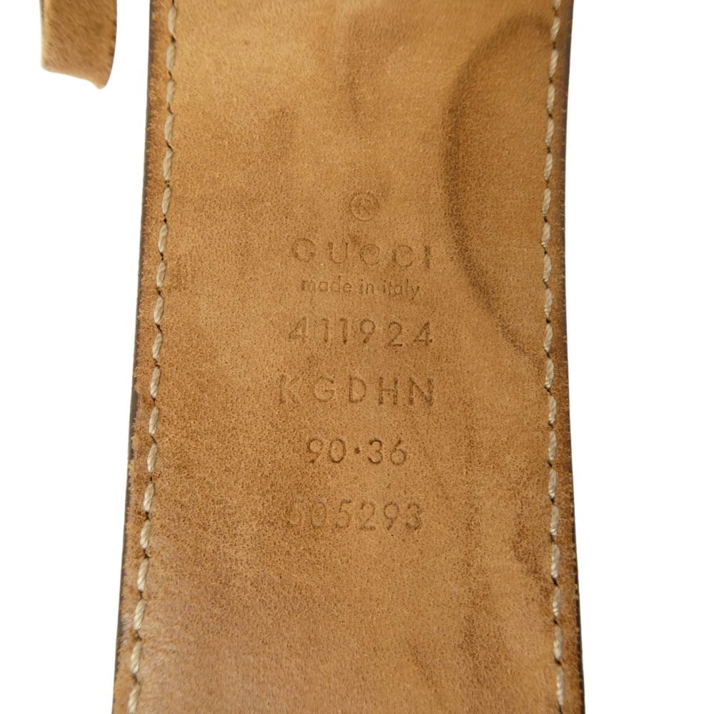 GUCCI グッチ インターロッキングG GG総柄 バックル レザー ベルト ブラウン系【中古】