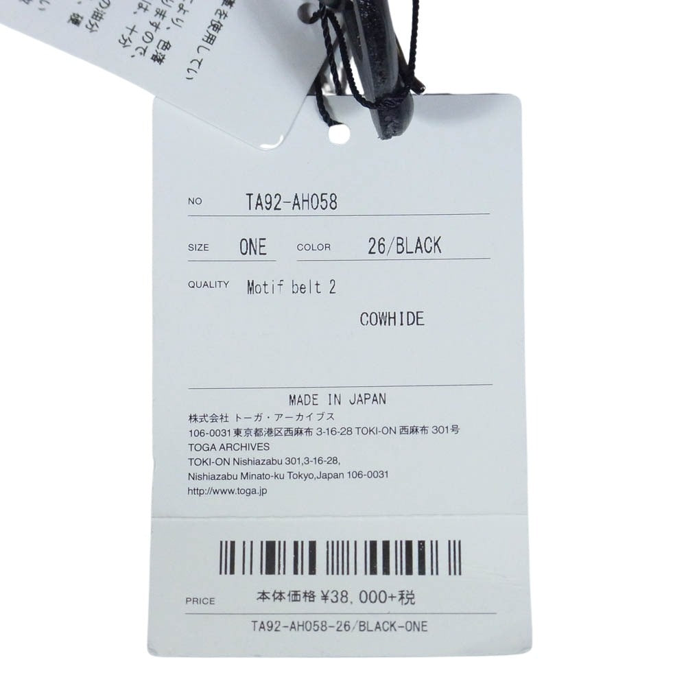 TOGA トーガ 19AW TA92-AH058 MOTIF BELT 2 モチーフ レザーベルト ブラック系 ONE【極上美品】【中古】