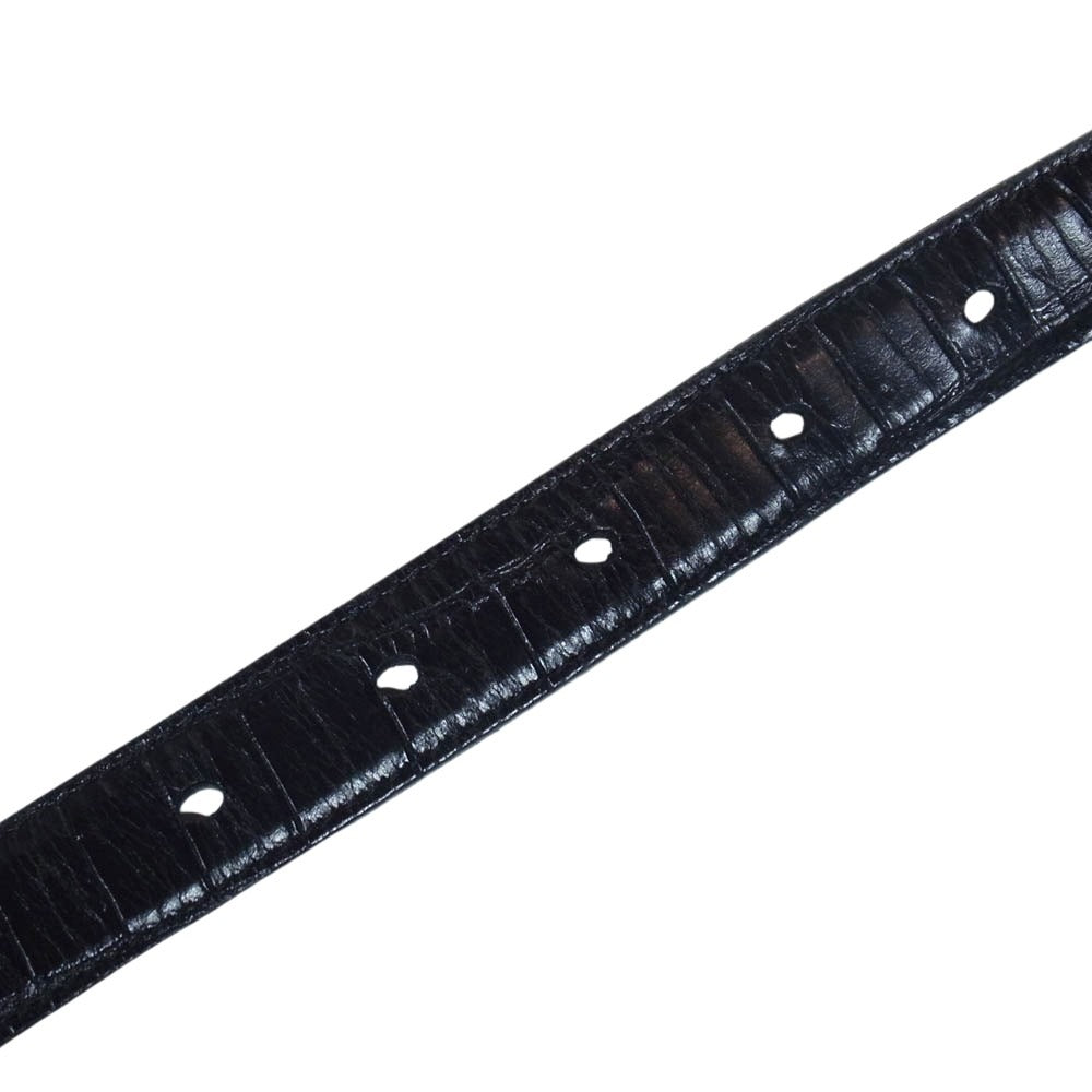 SAINT LAURENT サンローラン 649240 型押し レザー ベルト ブラック系【中古】