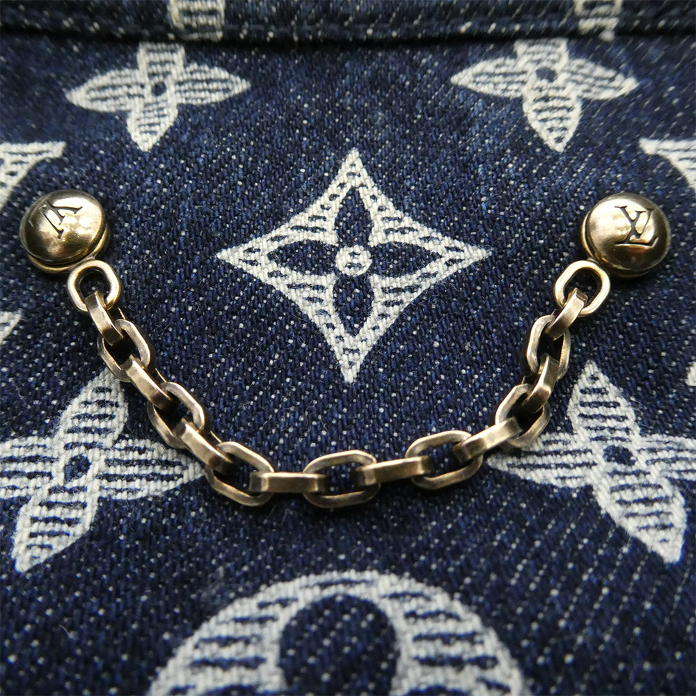 LOUIS VUITTON ルイ・ヴィトン 18AW HFA01WGU0 POP UP STORE限定 MONOGRAM DENIM JACKET モノグラム デニムジャケット インディゴブルー系 ホワイト系 54【中古】