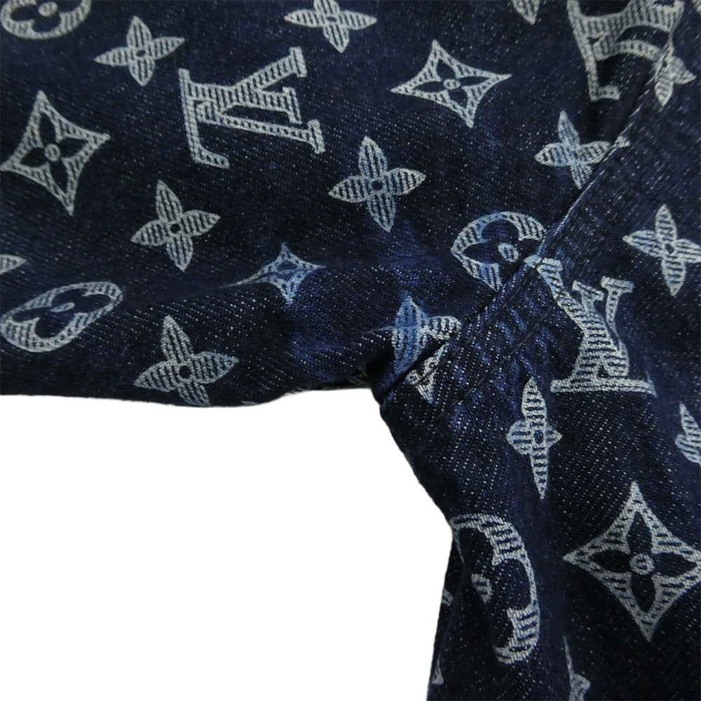 LOUIS VUITTON ルイ・ヴィトン 18AW HFA01WGU0 POP UP STORE限定 MONOGRAM DENIM JACKET モノグラム デニムジャケット インディゴブルー系 ホワイト系 54【中古】