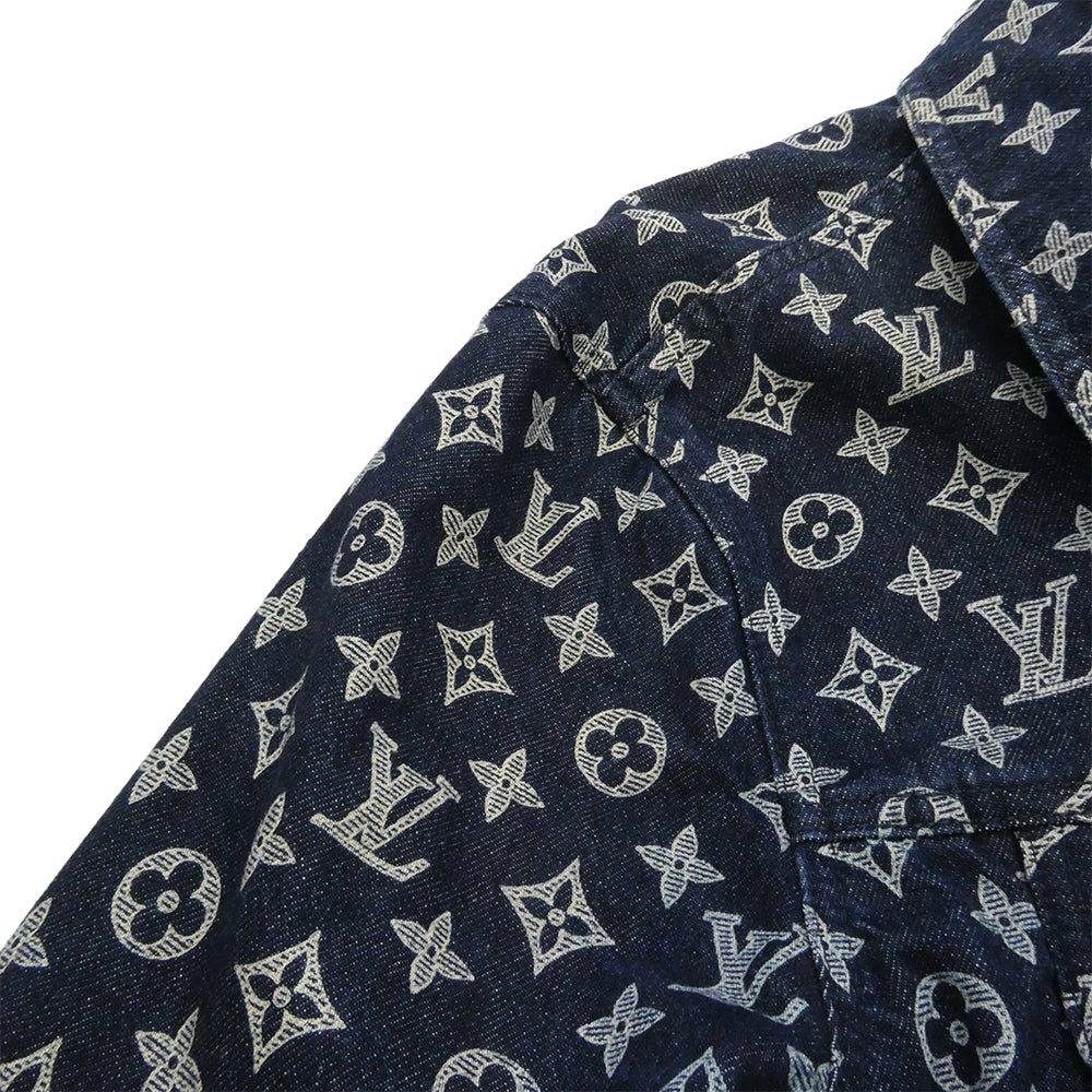 LOUIS VUITTON ルイ・ヴィトン 18AW HFA01WGU0 POP UP STORE限定 MONOGRAM DENIM JACKET モノグラム デニムジャケット インディゴブルー系 ホワイト系 54【中古】