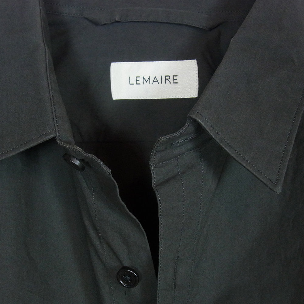 LEMAIRE ルメール コットン 長袖 レギュラーカラー シャツ ダークグレー系 46【中古】