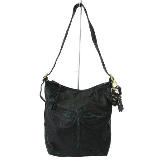 COACH コーチ 21182 Anna Sui for Coach 70周年記念 レガシー ダッフル レザー ショルダー バッグ ブラック系【中古】