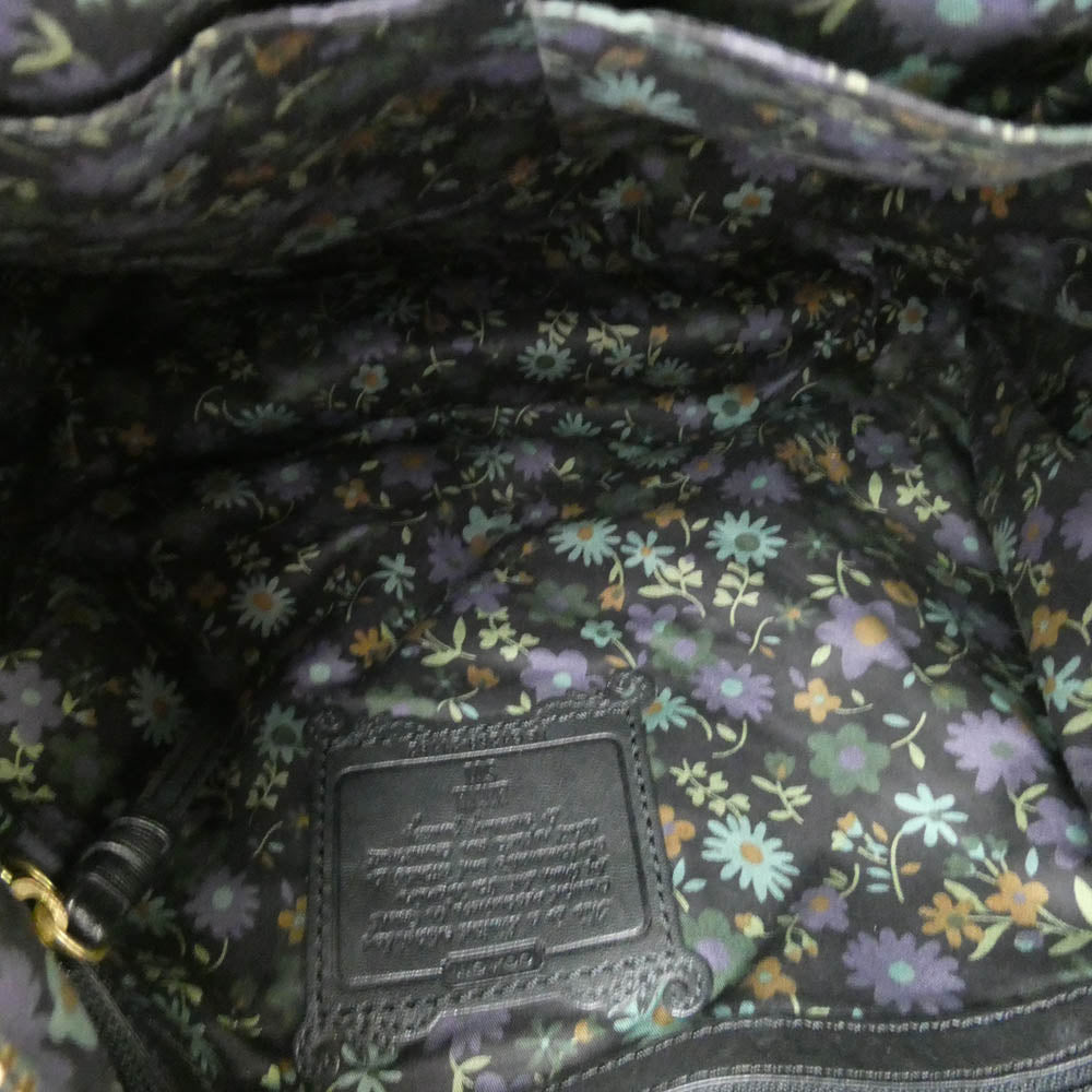 COACH コーチ 21182 Anna Sui for Coach 70周年記念 レガシー ダッフル レザー ショルダー バッグ ブラック系【中古】