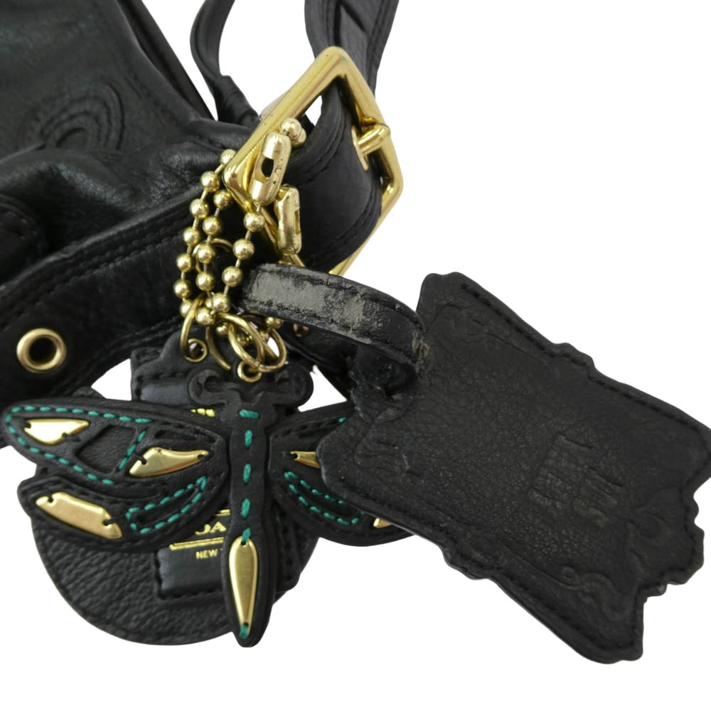 COACH コーチ 21182 Anna Sui for Coach 70周年記念 レガシー ダッフル レザー ショルダー バッグ ブラック系【中古】