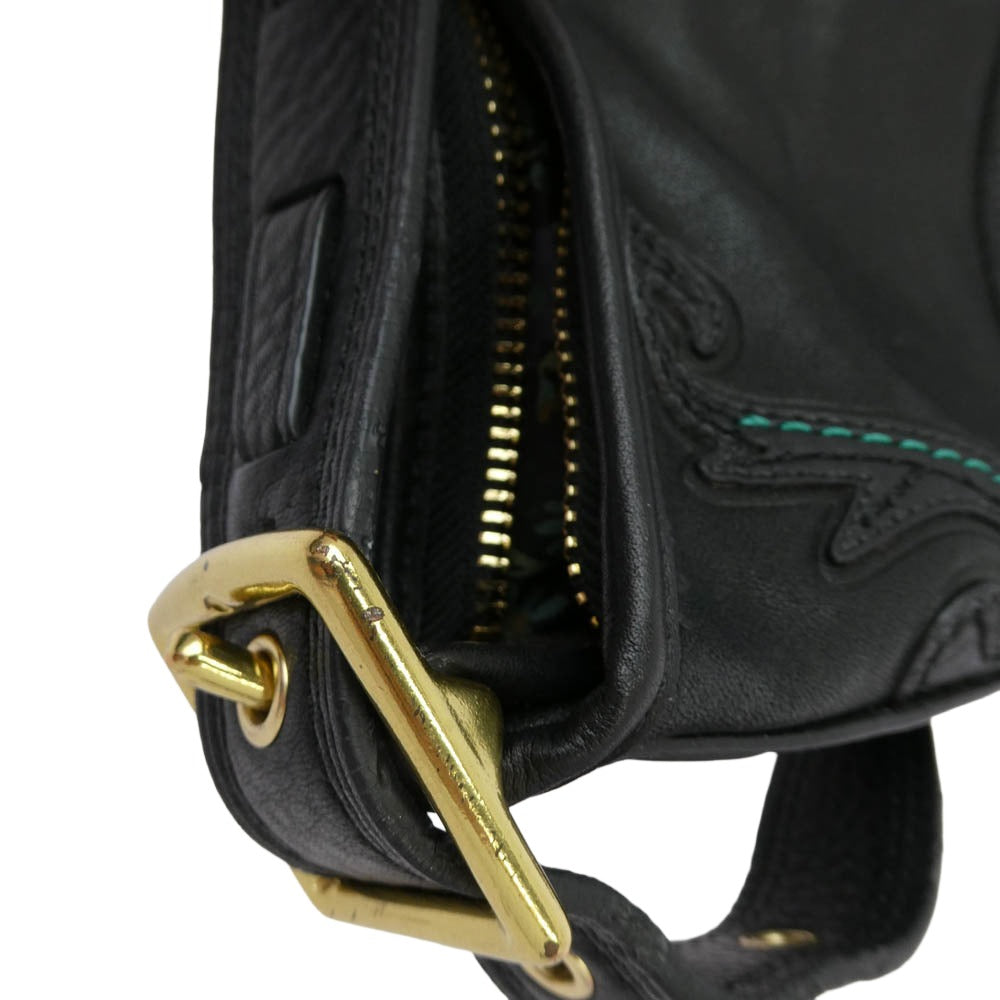 COACH コーチ 21182 Anna Sui for Coach 70周年記念 レガシー ダッフル レザー ショルダー バッグ ブラック系【中古】
