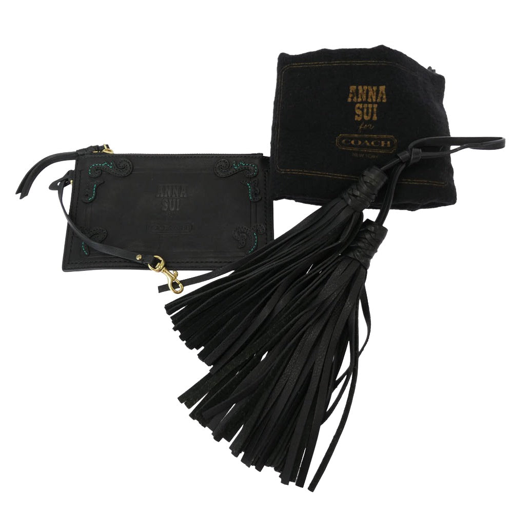COACH コーチ 21182 Anna Sui for Coach 70周年記念 レガシー ダッフル レザー ショルダー バッグ ブラック系【中古】