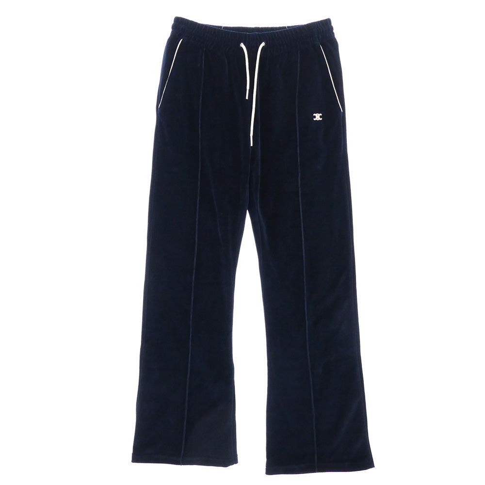 CELINE セリーヌ 2Z020679I Triomphe Flared Jersey Track Pants ベロア ジャージ トラック パンツ ブルー系 S【新古品】【未使用】【中古】