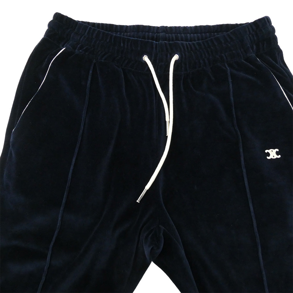 CELINE セリーヌ 2Z020679I Triomphe Flared Jersey Track Pants ベロア ジャージ トラック パンツ ブルー系 S【新古品】【未使用】【中古】