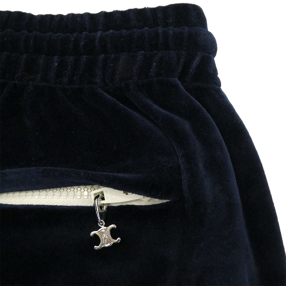 CELINE セリーヌ 2Z020679I Triomphe Flared Jersey Track Pants ベロア ジャージ トラック パンツ ブルー系 S【新古品】【未使用】【中古】
