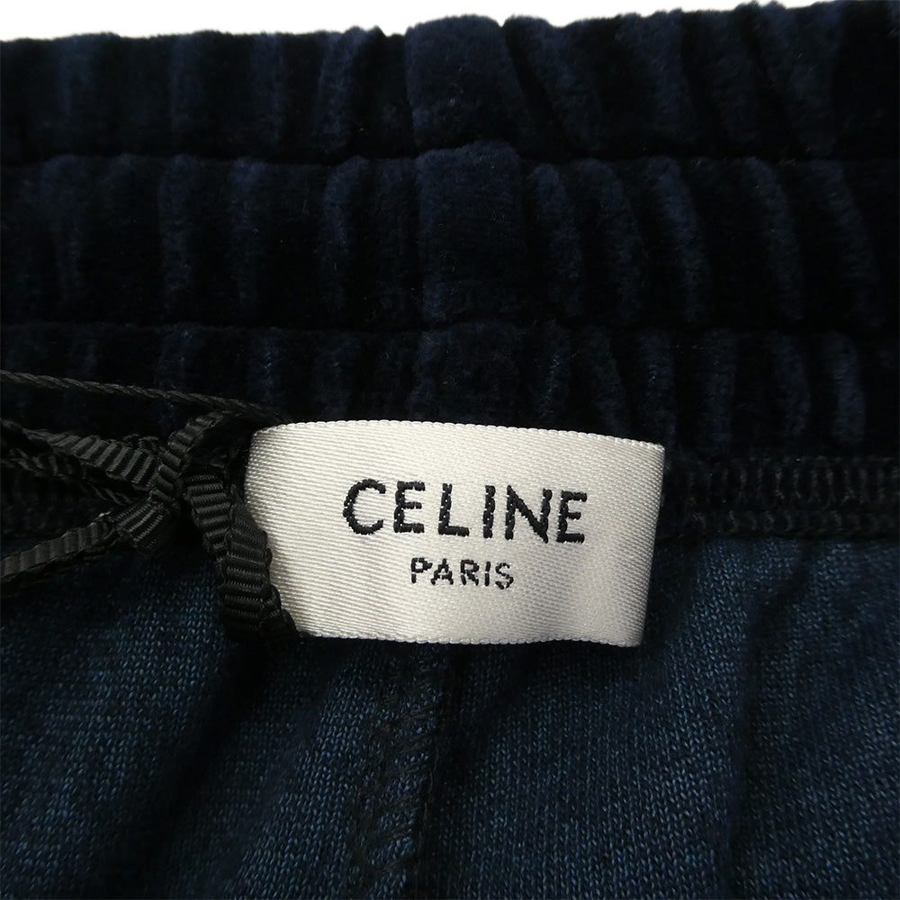 CELINE セリーヌ 2Z020679I Triomphe Flared Jersey Track Pants ベロア ジャージ トラック パンツ ブルー系 S【新古品】【未使用】【中古】