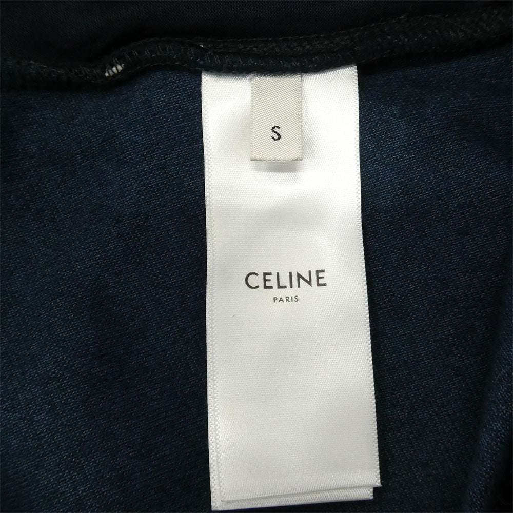 CELINE セリーヌ 2Z020679I Triomphe Flared Jersey Track Pants ベロア ジャージ トラック パンツ ブルー系 S【新古品】【未使用】【中古】