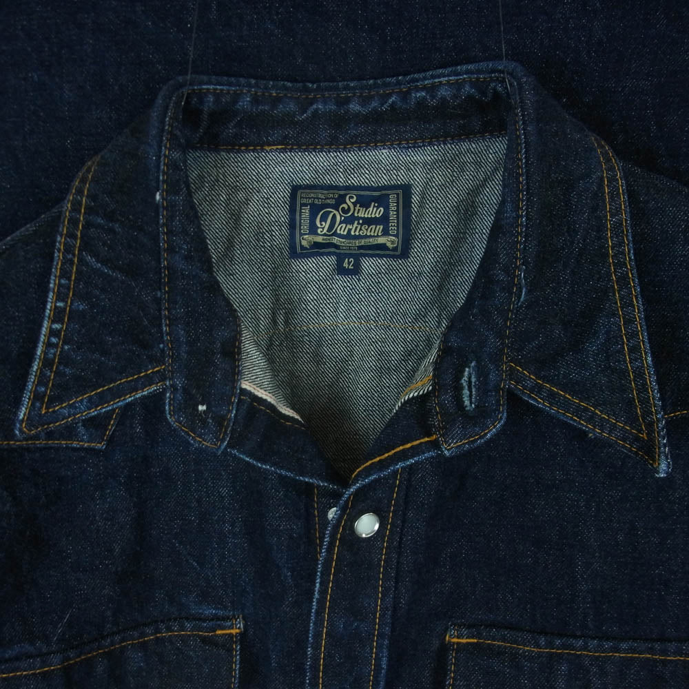 STUDIO D’ARTISAN ステュディオダルチザン D5571 14オンス デニム ウエスタン シャツ 長袖 インディゴブルー系 42【中古】