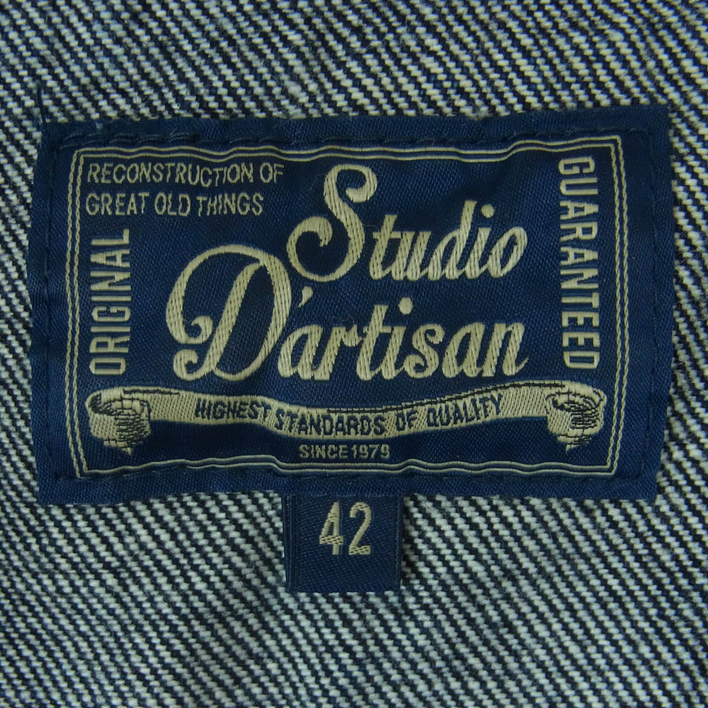 STUDIO D’ARTISAN ステュディオダルチザン D5571 14オンス デニム ウエスタン シャツ 長袖 インディゴブルー系 42【中古】