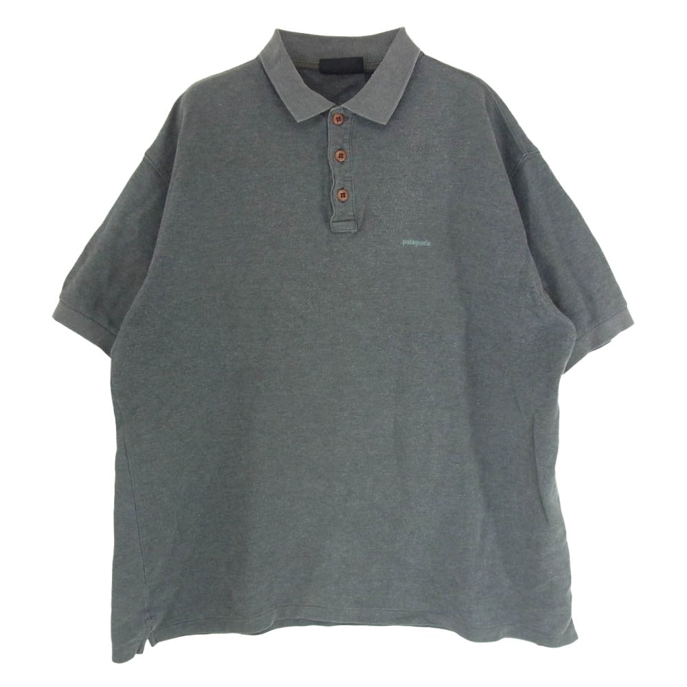 patagonia パタゴニア 95SS 52821 ロゴ 刺繍 POLO SHIRT 半袖 ポロ シャツ グレー系 L【中古】
