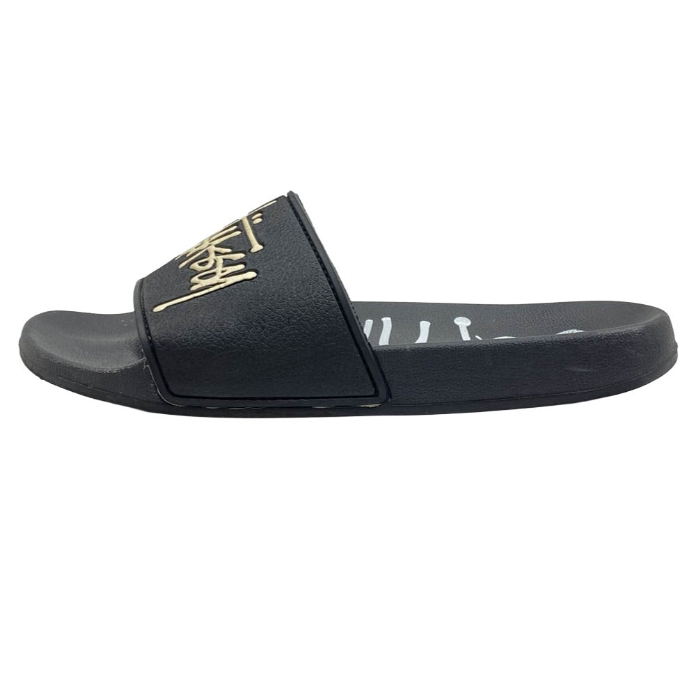 STUSSY ステューシー スライド サンダル ビーチサンダル ブラック系【中古】