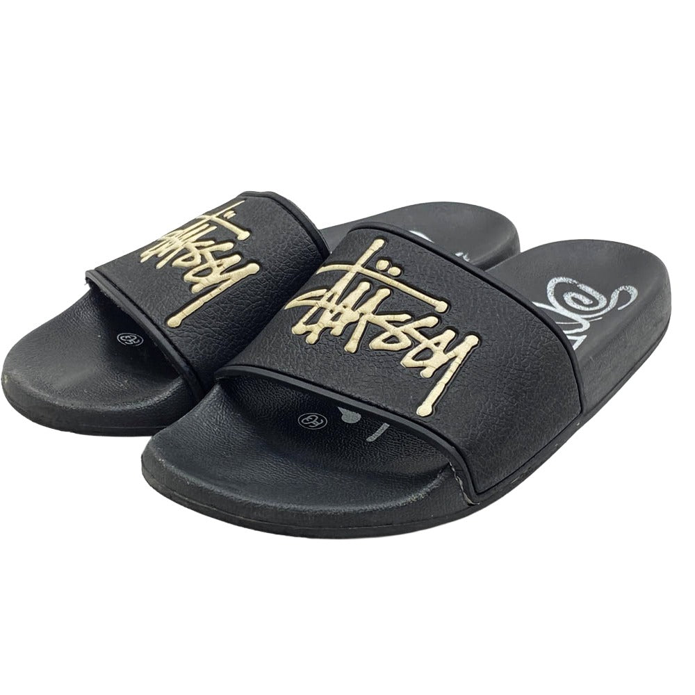 STUSSY ステューシー スライド サンダル ビーチサンダル ブラック系【中古】