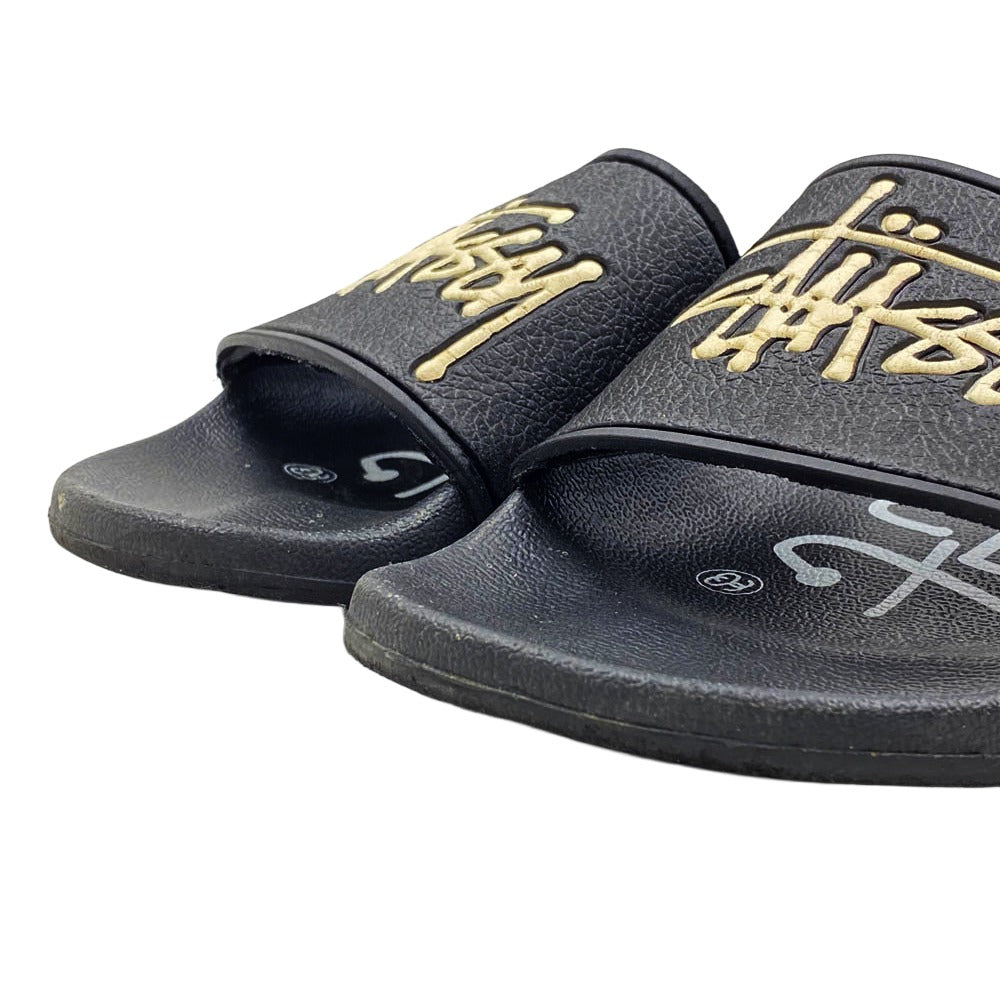 STUSSY ステューシー スライド サンダル ビーチサンダル ブラック系【中古】