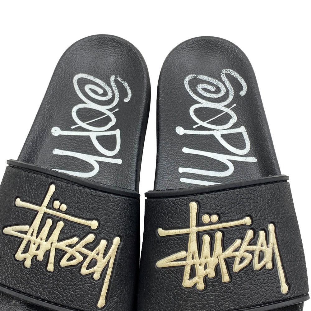STUSSY ステューシー スライド サンダル ビーチサンダル ブラック系【中古】