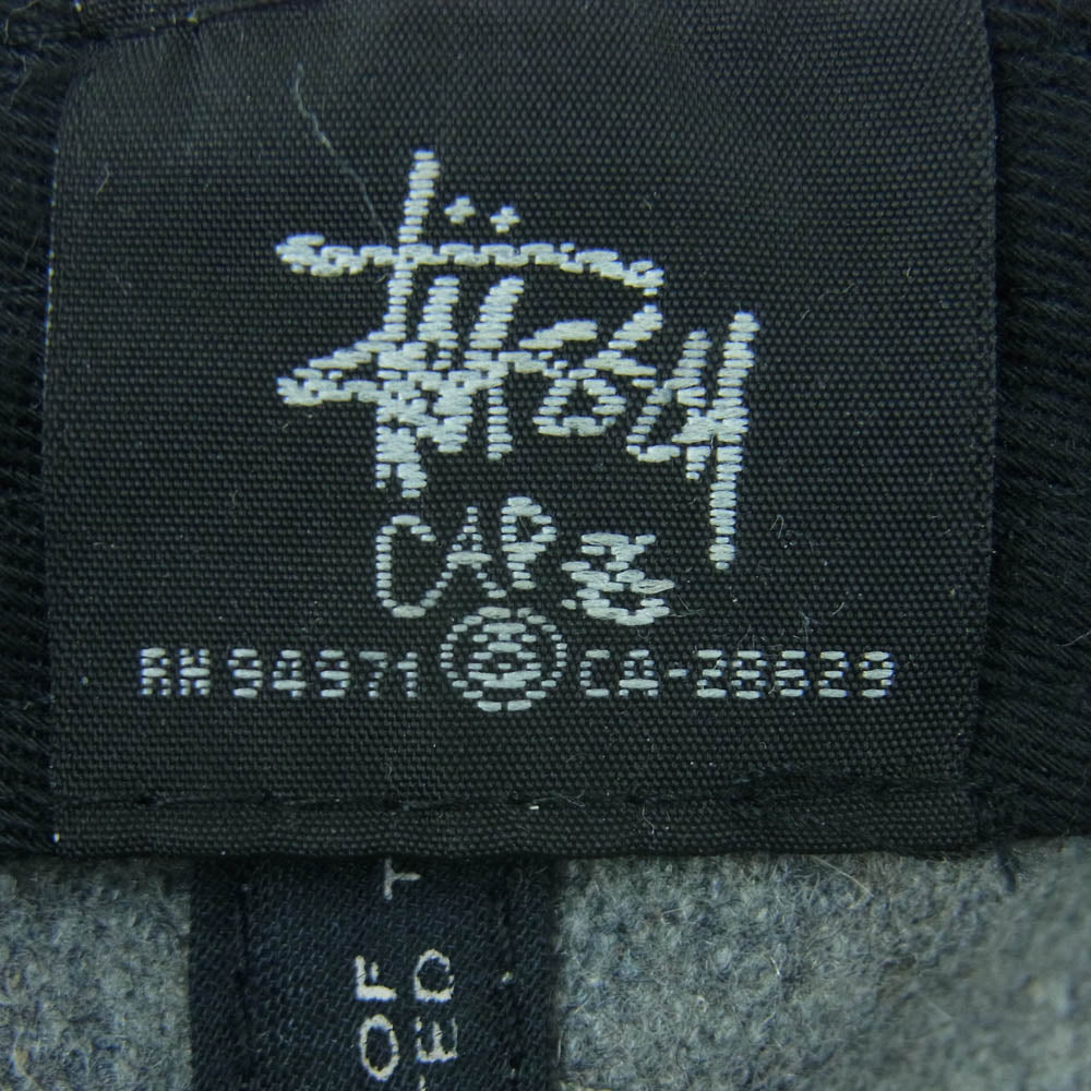 STUSSY ステューシー ストック ロゴ 刺繍 ウール キャップ 帽子 グレー系 ブラック系【中古】