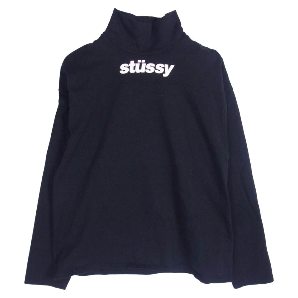 STUSSY ステューシー ロゴ プリント ハイネック ロングスリーブ 長袖 カットソー シャツ ブラック系 M【中古】