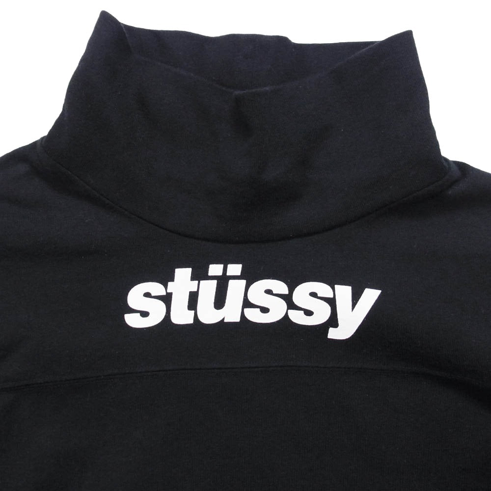 STUSSY ステューシー ロゴ プリント ハイネック ロングスリーブ 長袖 カットソー シャツ ブラック系 M【中古】