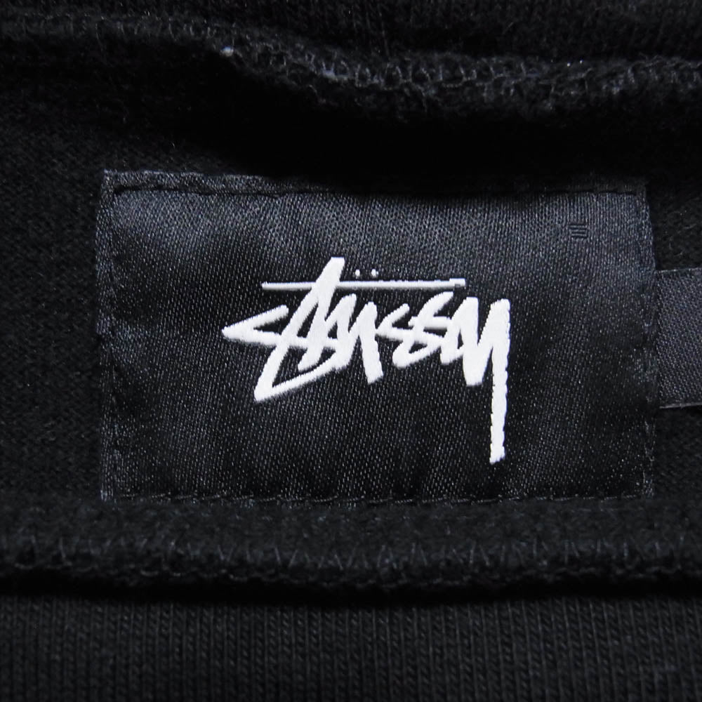 STUSSY ステューシー ロゴ プリント ハイネック ロングスリーブ 長袖 カットソー シャツ ブラック系 M【中古】