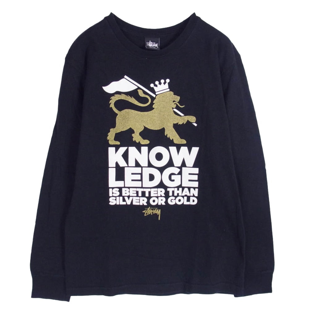 STUSSY ステューシー メキシコ製 ラスタライオン フロントプリント ロングスリーブ 長袖 Ｔシャツ ブラック系 S【中古】