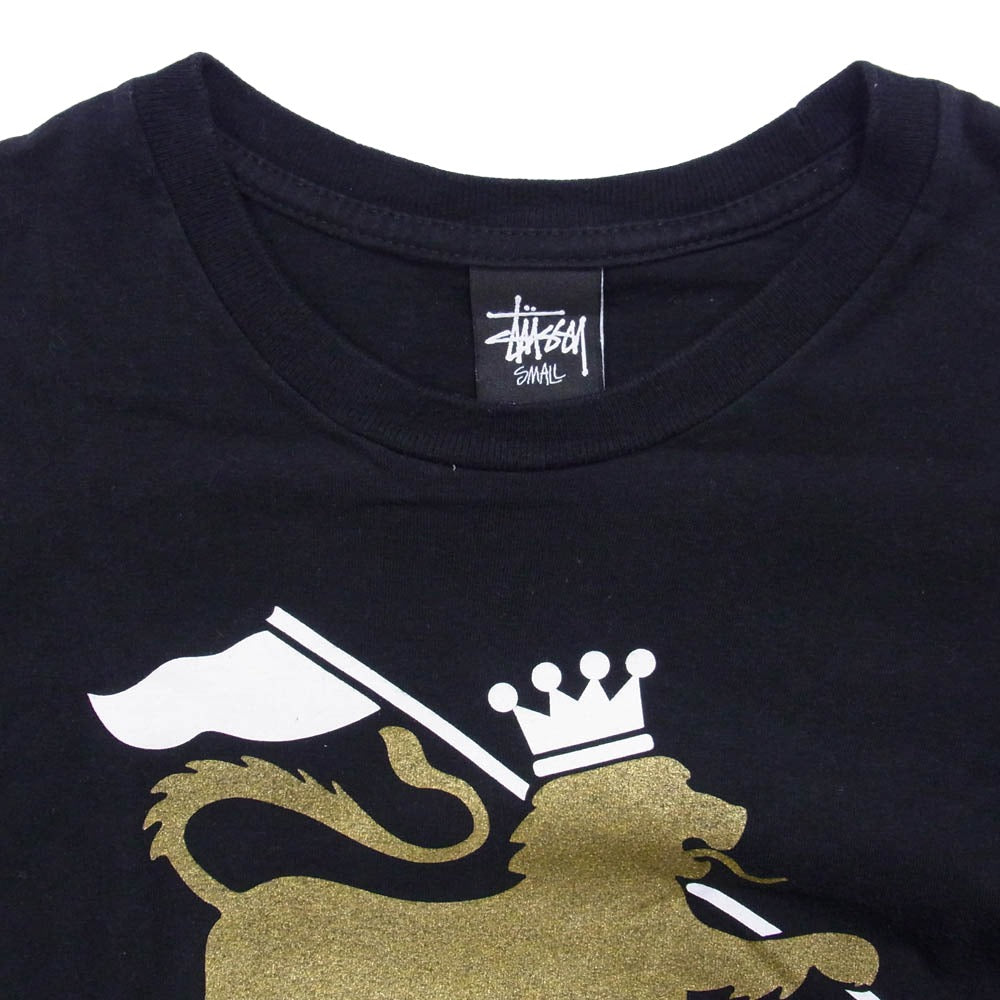 STUSSY ステューシー メキシコ製 ラスタライオン フロントプリント ロングスリーブ 長袖 Ｔシャツ ブラック系 S【中古】