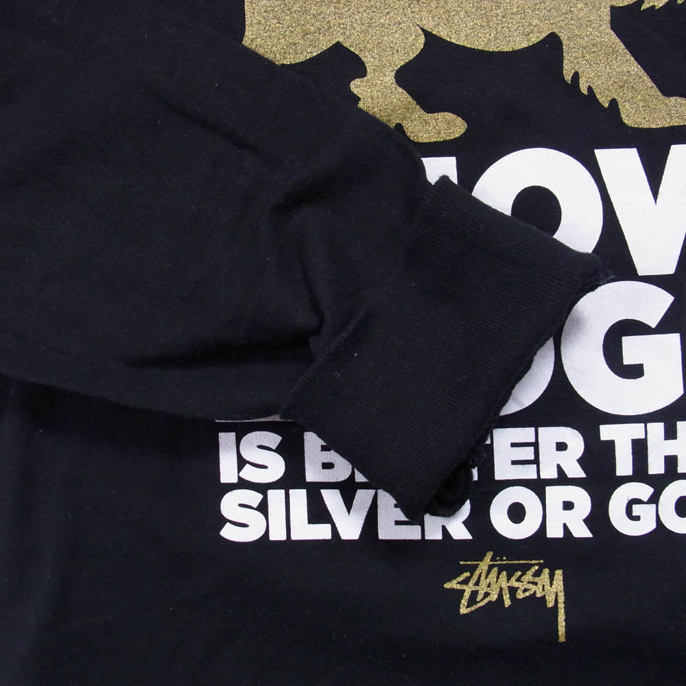 STUSSY ステューシー メキシコ製 ラスタライオン フロントプリント ロングスリーブ 長袖 Ｔシャツ ブラック系 S【中古】