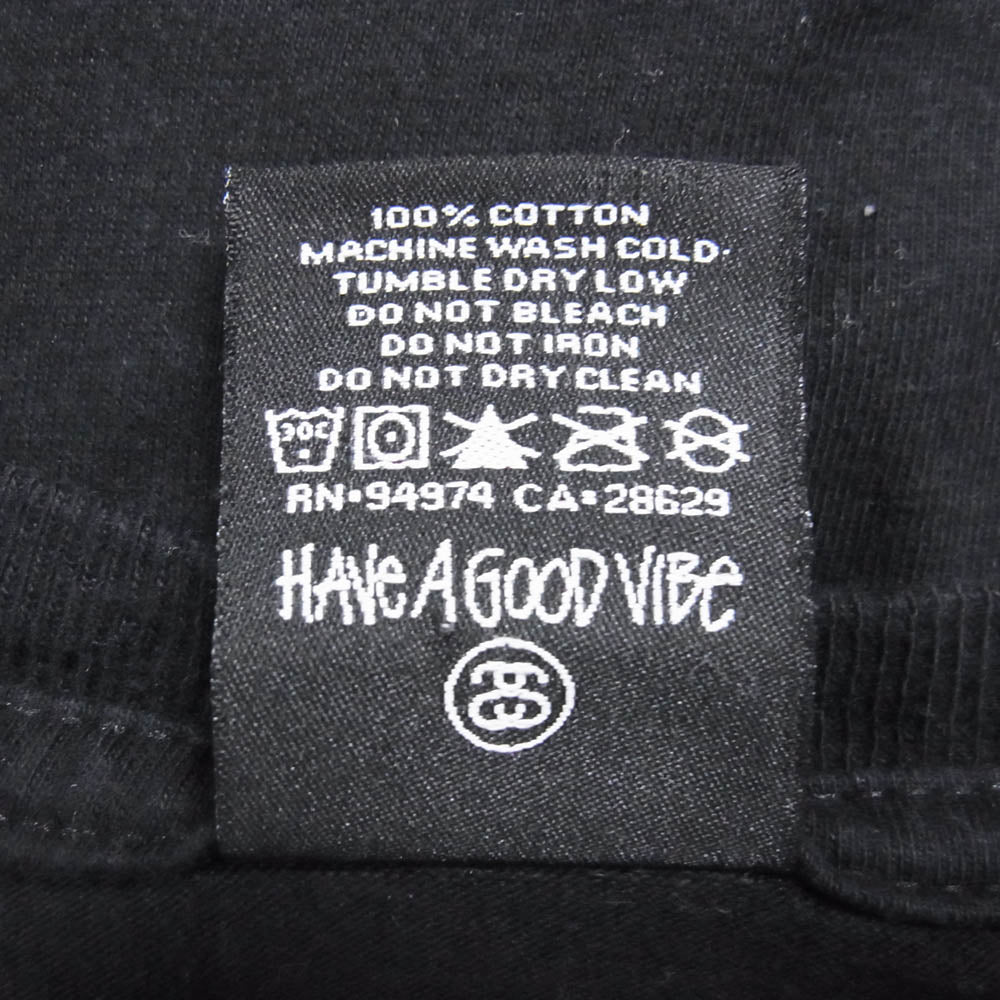 STUSSY ステューシー メキシコ製 ラスタライオン フロントプリント ロングスリーブ 長袖 Ｔシャツ ブラック系 S【中古】