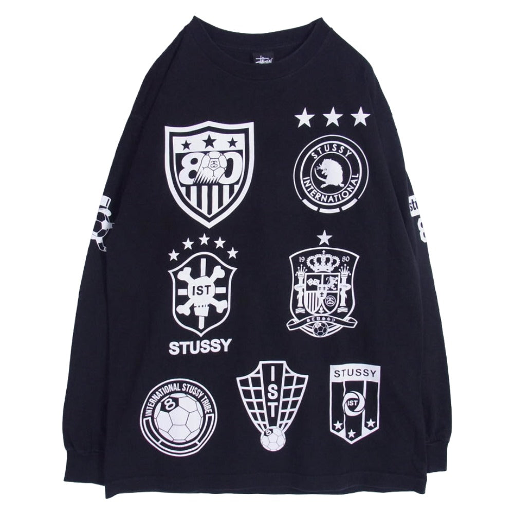 STUSSY ステューシー 【フェイクバスターズ鑑定済】2010 サッカーW杯記念 エンブレム ロングスリーブ 長袖 Tシャツ カットソー ブラック系 M【中古】