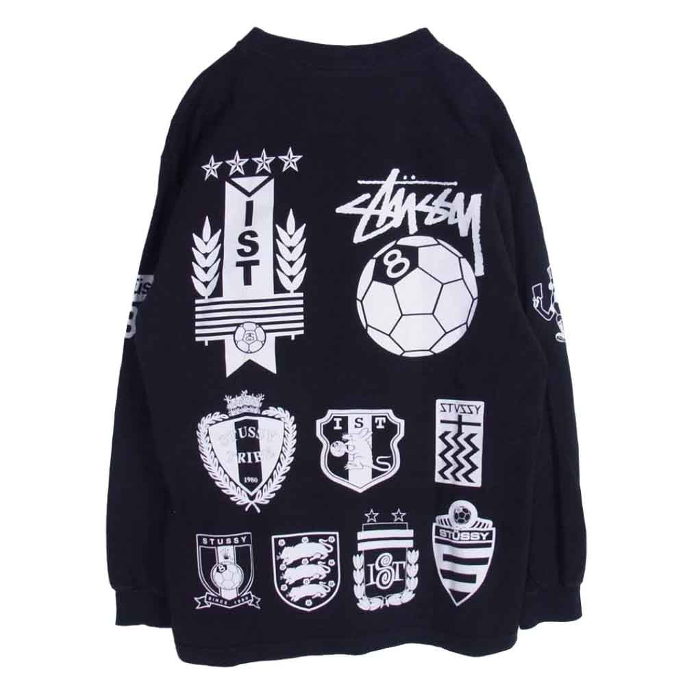 STUSSY ステューシー 【フェイクバスターズ鑑定済】2010 サッカーW杯記念 エンブレム ロングスリーブ 長袖 Tシャツ カットソー ブラック系 M【中古】