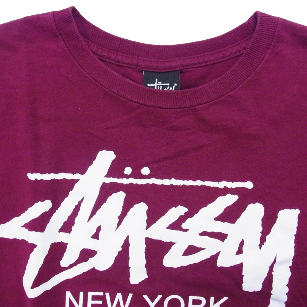 STUSSY ステューシー メキシコ製 ワールドツアー ストックロゴ フロント バック プリント Ｔシャツ 半袖カットソー エンジ系 M【中古】