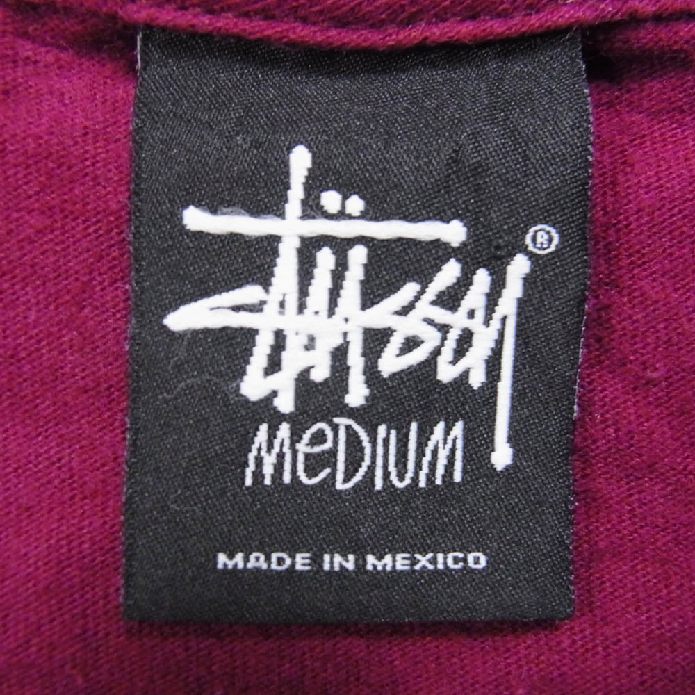 STUSSY ステューシー メキシコ製 ワールドツアー ストックロゴ フロント バック プリント Ｔシャツ 半袖カットソー エンジ系 M【中古】