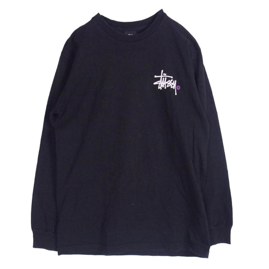 STUSSY ステューシー メキシコ製 ストック ロゴ フロント バック プリント ロングスリーブ 長袖 Ｔシャツ ブラック系 M【中古】