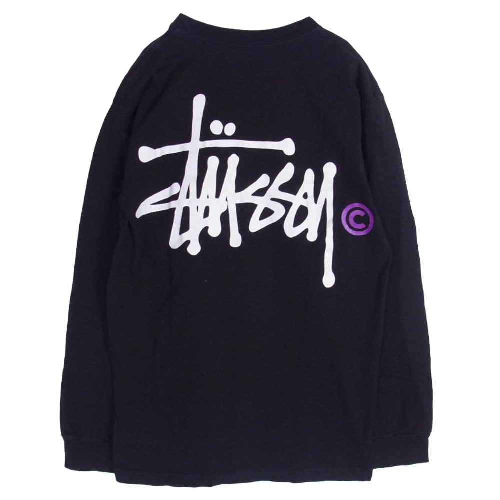 STUSSY ステューシー メキシコ製 ストック ロゴ フロント バック プリント ロングスリーブ 長袖 Ｔシャツ ブラック系 M【中古】