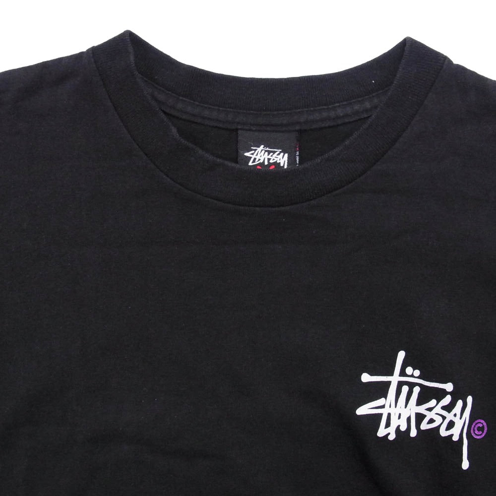 STUSSY ステューシー メキシコ製 ストック ロゴ フロント バック プリント ロングスリーブ 長袖 Ｔシャツ ブラック系 M【中古】