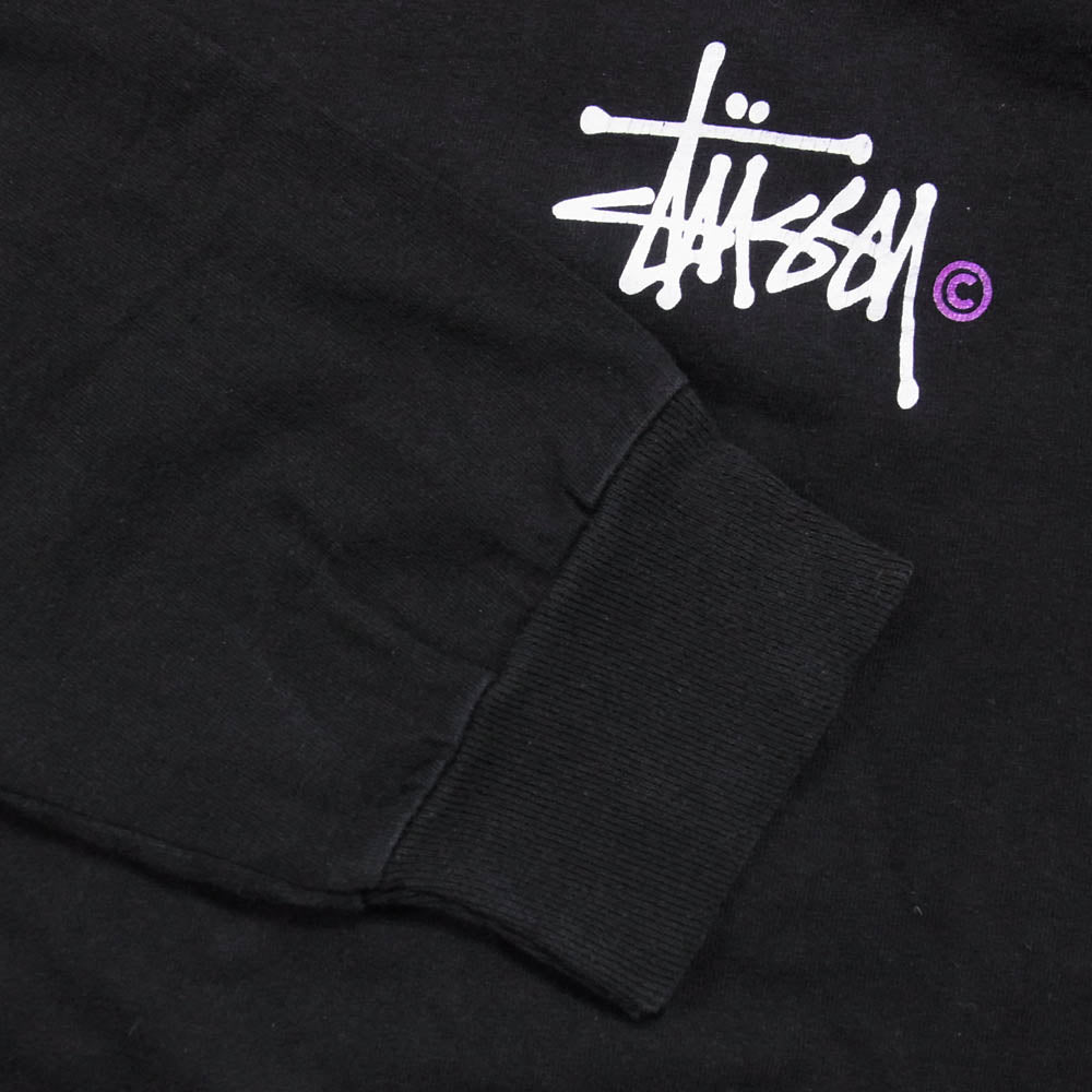 STUSSY ステューシー メキシコ製 ストック ロゴ フロント バック プリント ロングスリーブ 長袖 Ｔシャツ ブラック系 M【中古】