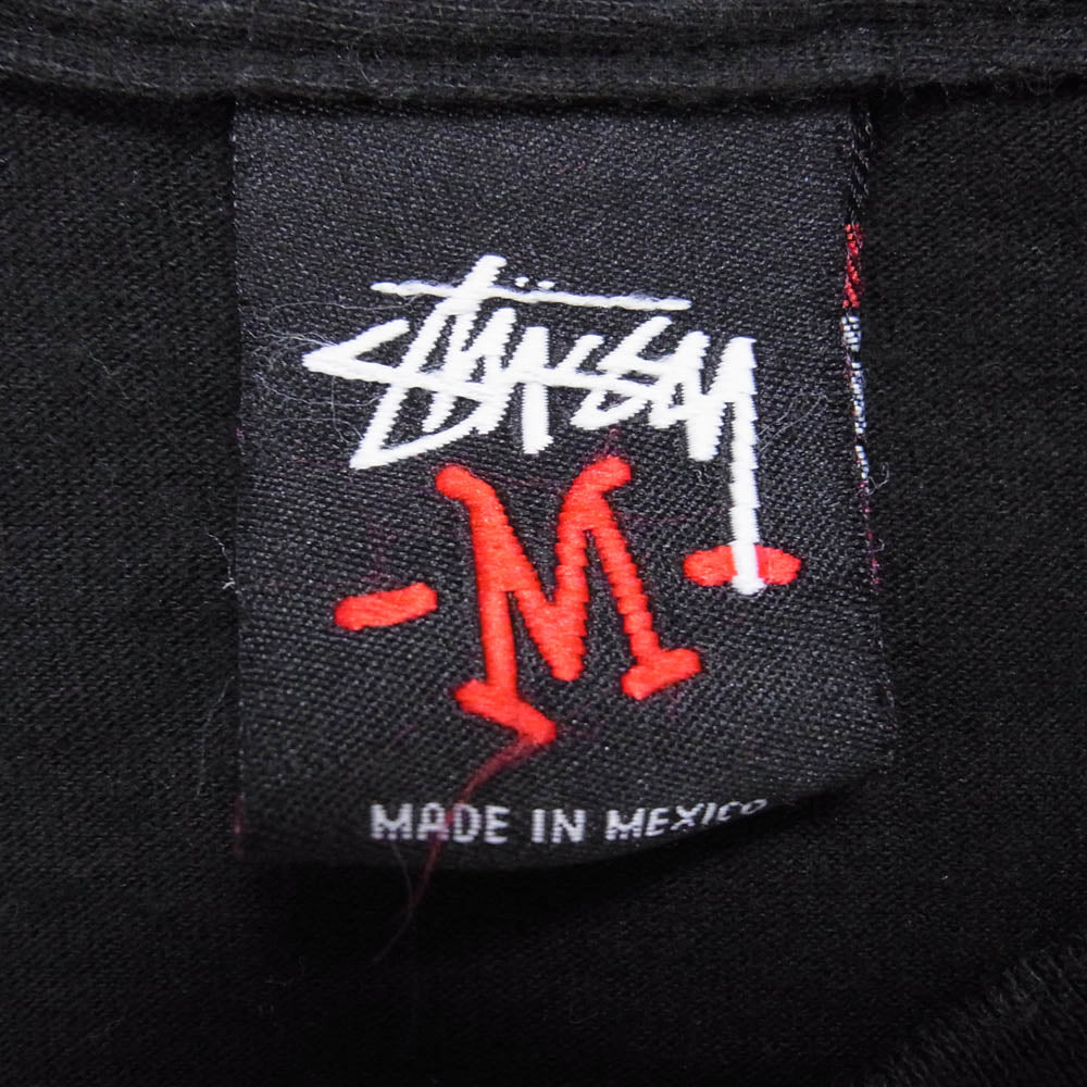 STUSSY ステューシー メキシコ製 ストック ロゴ フロント バック プリント ロングスリーブ 長袖 Ｔシャツ ブラック系 M【中古】