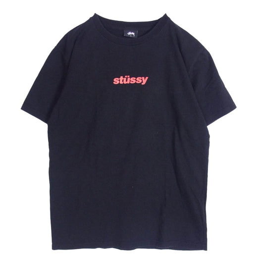 STUSSY ステューシー フロント ロゴ プリント Ｔシャツ 半袖カットソー ブラック系 S【中古】