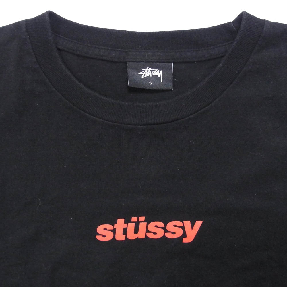 STUSSY ステューシー フロント ロゴ プリント Ｔシャツ 半袖カットソー ブラック系 S【中古】
